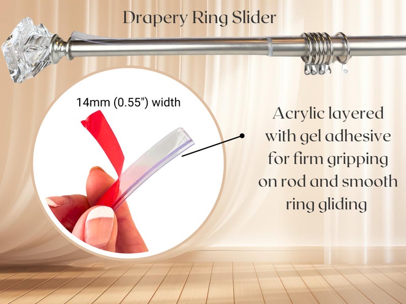 OooWow 26 ft Clear Drapery Ring Slider Effortlessly Prevents Shower and Curtain Rings from Snagging, Ensuring a Smooth, Silent Slide. Curtain Rod Slider- Curtain Ring Slide (26 feet) - Image 3